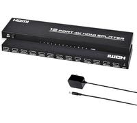 Splitter HDMI 1 Entrée 12 Sorties, Répartiteur HDMI 4Kx2K @30Hz 1x12 Distributeur Audio Vidéo Supporte 3D Duplicate/Mirror 12 Screen pour HDTV, Xbox, PS4, Lecteur Blue-Ray, Projecteur
