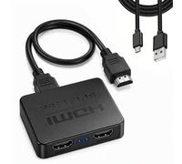 Splitter HDMI 1 Entrée 2 Sorties 4K, pour PS5 Xbox TV, Amplificateur 30m | Rétrocompatible HDMI 1.0-1.4; Compatible 3D; Audio DTS-HD, Dolby TrueHD; HDCP 1.2; Compact 100x60x25mm
