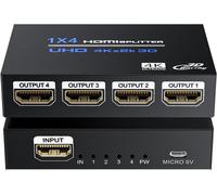 Splitter HDMI 1 Entrée 4 Sortie Répartiteur HDMI 4K 30Hz 1080P Switch HDMI 1x4 Hub Boîtier de Distribution Multiports HDMI Ecrans Miroir/Duplicata pour Xbox PS3/4 Fire Stick Blu-Ray HDTV