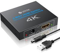 Splitter HDMI 2 Sorties,4K/30HZ Répartiteur 1 Entrée 2 Sortie HDMI 1.4 Hdcp Bypass Splitter Duplicateur pour HDTV PS4 Blu-Ray Player Laptop Satellite