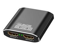 Splitter HDMI 4K, HDMI Switch Aluminium Répartiteur HDMI 1 Entrée 2 Sorties Affichage Simultané, 4K@30HZ 3D UHD 1080P, pour Xbox PS3 PS4 Lecteur Roku Blu-Ray HDTV Apple TV et Plus Appareil