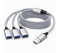 Splitter USB 1 vers 3, Multiprise USB 3 Port avec Câble 2m, Répartiteur USB et Doubleur USB pour Ordinateur, PC, Clavier, Souris, Caméra, Smartphone et Appareils