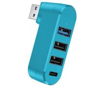 Splitter USB 3.0 à 4 ports - Adaptateur d'extension USB, connecteur rotatif 90-180°, module de jeu et de jeu haute vitesse | Cube portable avec 4 ports, diviseur en métal compact