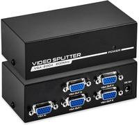 Splitter VGA 1 en 4 Sorties,Répartiteur VGA 4 Ports Splitter Box,4 écrans Distributeur Audio Vidéo Supporte 200 MHz Résolution 1920 x 1400