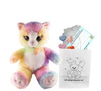 Splodge Teddy Parties Chat Arc-en-Ciel - Taille : 25 cm - Construisez Votre Propre Ours en Peluche - kit pour réaliser créer Un Ours en Peluche