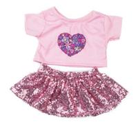 Splodge Teddy Parties vêtements Ours en Peluche Rose (40cm Coeur Scintillant)