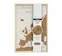 Splosh Carte de voyage - Carte de l’Europe XL en liège avec cadre en bois, 45 × 31 cm, avec 100 punaises pour marquer vos voyages