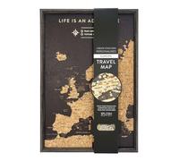 Splosh Carte de voyage - Carte de l’Europe XL noire pour bureau, tableau en liège avec cadre en bois, 100 punaises en 3 couleurs, 45 × 31 cm, carte encadrée pour bureau