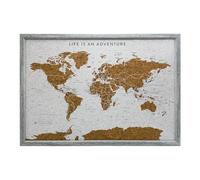 Splosh Carte de Voyage en Liège - Taille Moyenne Grise Avec 100 Broches - Tableau en Bois du Monde - Cadeau de Voyage