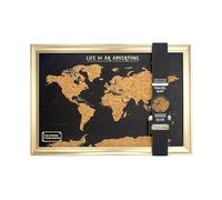Splosh Carte du Monde à Épingler avec Cadre Doré - Liège Noir 55x37 cm