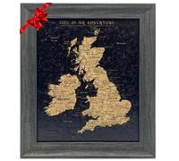Splosh Tableau d'affichage carte de voyage du Royaume-Uni et de l'Irlande - Tableau en liège encadré avec épingles - Le cadeau parfait pour un anniversaire ou la fête des mères pour les voyageurs pour