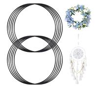 Sploziia Lot de 10 anneaux en métal de 30 cm pour le bricolage - Anneau en métal noir - Peut être combiné avec des accessoires en dentelle - Suspensions murales, décorations de mariage et de