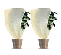 Sploziia Lot de 2 protections hivernales pour plantes - En tissu non tissé épais - Avec cordon de serrage - Modèle : housse froide - Beige - 60 x 80 cm