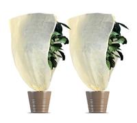 Sploziia Lot de 2 protections hivernales pour plantes - En tissu non tissé épais - Avec cordon de serrage - Modèle : housse froide - Beige - 80 x 120 cm