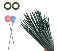 Sploziia Lot de 50 fils de fleurs verts - Fil de fleuriste - 30 cm de long - 2 mm - Cure-pipe pour bricolage - Avec 2 rouleaux de ruban adhésif pour arrangements floraux et guirlandes de fleurs
