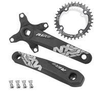 splumzer VTT 170 mm Pédalier Carré avec 104 BCD 32/34/36/38T Plateau en Alliage d'Aluminium VTT Pédalier Étroit Large CNC Boulons de Plateau Ronds (34T, Noir)