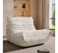Spnvbe Pouf, fauteuil de cheminée, pour adulte, avec rembourrage en mousse à mémoire de forme, grand canapé d'accent, canapé de sol, pour jouer, lire, se détendre, pas d'assemblage nécessaire, blanc