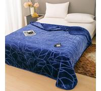 Spod Igły i Nitki Couverture acrylique 160x200 Liv bleu marine feuille gaufrée couvre-lit décoratif