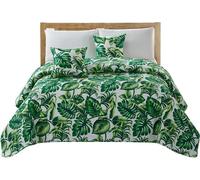Spod Igły i Nitki Couvre-lit décoratif 240x260 blanc monstera feuilles de palmier matelassé Palms