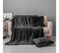 Spod Igły i Nitki Couvre-lit en microfibre 200x220 Ruffly noir avec volants