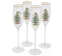 Spode 1625051 Christmas Tree Lot de 4 flûtes à champagne en verre, multicolore