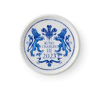 Spode King Charles III Coronation Dessous de Verre Rond 10 cm Motif Bleu et Blanc Fabriqué au Royaume-Uni