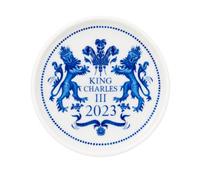Spode King Charles III Coronation Dessous de Verre Rond 10 cm Motif Bleu et Blanc Fabriqué au Royaume-Uni