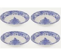 Spode Lot de 4 bols à soupe et céréales Motif sapin de Noël italien Bleu et blanc 20 cm
