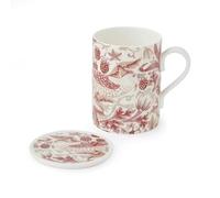 Spode Morris & Co Ensemble tasse et dessous de verre 0,34 l - Voleur de fraises, garance