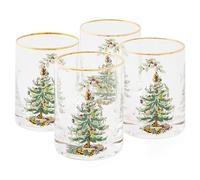 Spode Sapin de Noël - Verres de 14 oz avec bords dorés (lot de 4) (transparent, 4 unités (lot de 1))