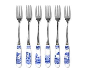 Spode Set de 6 fourchettes à dessert Blue Italian Céramique-acier inoxydable