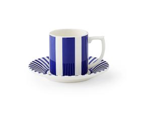 Spode Tasse à espresso Steccato 8 vec soucoupe Ø11 cm Bleu-blanc