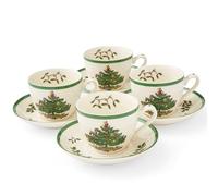 Spode Tasse à thé et soucoupe sapin de Noël, lot de 4 (multicolore)