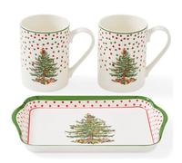 Spode X0011859144 Ensemble tasses et plateau en porcelaine, vert