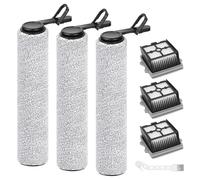 Spofan Accessoires de Rechange pour Tineco Floor ONE i5/i6 Stretch | Floor ONE Stretch S6/S7 Stretch Ultra, Floor One S9 Artist Pro/Steam Aspirateur Laveur, 3 Rouleaux de Brosse 3 Filtres HEPA