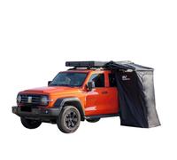 SPOFLYINN - Tente de douche latérale de voiture, couverture de salle de bain, protection de l'intimité, auvent de douche avec bande lumineuse LED pour le camping, noir