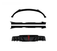 Spoiler Avant Voiture Kit Carrosserie Complet EM Sport Pour Tesla Pour Model Y 2020-2024 Pare-choc Avant ABS Séparateur Latéral Diffuseur Arrière(Glossy black set)