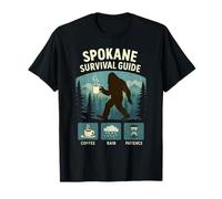 Spokane Guide de Survie Bigfoot Café Pluie Patience T-Shirt