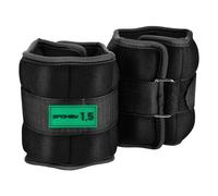 Spokey Form 2 x 0,5 kg / 1 kg / 1,5 kg / 2 kg / 3 kg poids pour poignets, poids de cheville réglables pour bras ou jambes, noir (vert (1,5 kg))