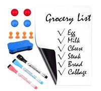 SPOKKI 13 Pcs Set A4 Tableau Magnetique Frigo Ardoise Effacable, Incluent Tableau Frigo Magnétique, Effaceur Tableau Blanc, Feutre Craie, Aimant, Pour MéMos, Messages, Liste de Courses