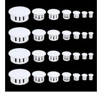 SPOKKI 200Pcs Bouchon Plastique Blanc, 5/6/8/10/13/15/25mm Multi-Taille Bouchon Plastique, Bouchons en Plastique Rond, Cache Trou Meuble