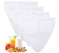 SPOKKI 4 Pièces Sac Filtrant, Etamine Alimentaire, 30 x 30cm Passoire Tissu Blanc, Nylon, Sac Filtrant pour Jus de Légumes et Fruits, Café, Lait Avoine, Lait Vegetal