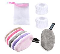 SPOKKI 5Pcs Cotons Démaquillants Lavables + 2Pcs Bracelets de Lavage de Visage, Coton Demaquillant Reutilisable avec sac lavage maille, Pads Demaquillants Lavables Double Face pour Tous Types de Peau