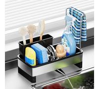 Sponge Holder For Kitchen Sink, Acier Inoxydable Porte Eponge Evier Cuisine, Noir Et Blanc Organisateur Evier Cuisine, Avec Fonction De Drainage Automatique, Une Bonne Aide Dans La Cuisinea (Noir)