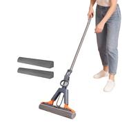 Sponge Mop - Telescopic Pole, 11.02in Roller Mop Cleaning | Household Floor Cleaning Tool with Replaceable Heads, Heavy-Duty Sponge Mops For Kitchen, Bathroom, Living Room, Dining Room