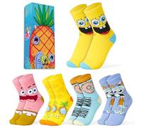 SpongeBob Chaussettes Garçon Mi-Mollet, Respirant Socquettes Enfant - Paquet de 5 (Multicolore, 30-35 EU, 7-10 Ans)