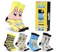SpongeBob Chaussettes Homme EU 40-45, Lot de 5 Chaussettes Fantaisie, Confortables et Douce, Cosy Idee Cadeau Homme (Jaune, 40-45 EU)