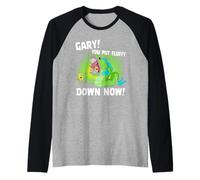 Spongebob Gary and Fluffy Attack Scene Funny Pet Cartoon Manche Raglan