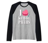 Spongebob I Heart Krabby Patties Plankton Valentine's Day Manche Raglan