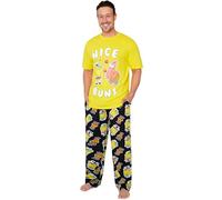 Spongebob Pyjama Homme et Ado Ensemble Pyjama avec T-Shirt Homme et Pantalon Long Vêtement de Nuit Cadeau Original (2XL, Jaune/Noir)
